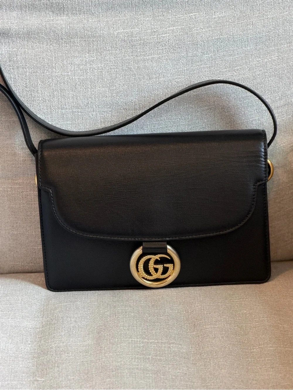 Gucci Textured Calfskin Small Torchon GG Ring Shoulder Bag